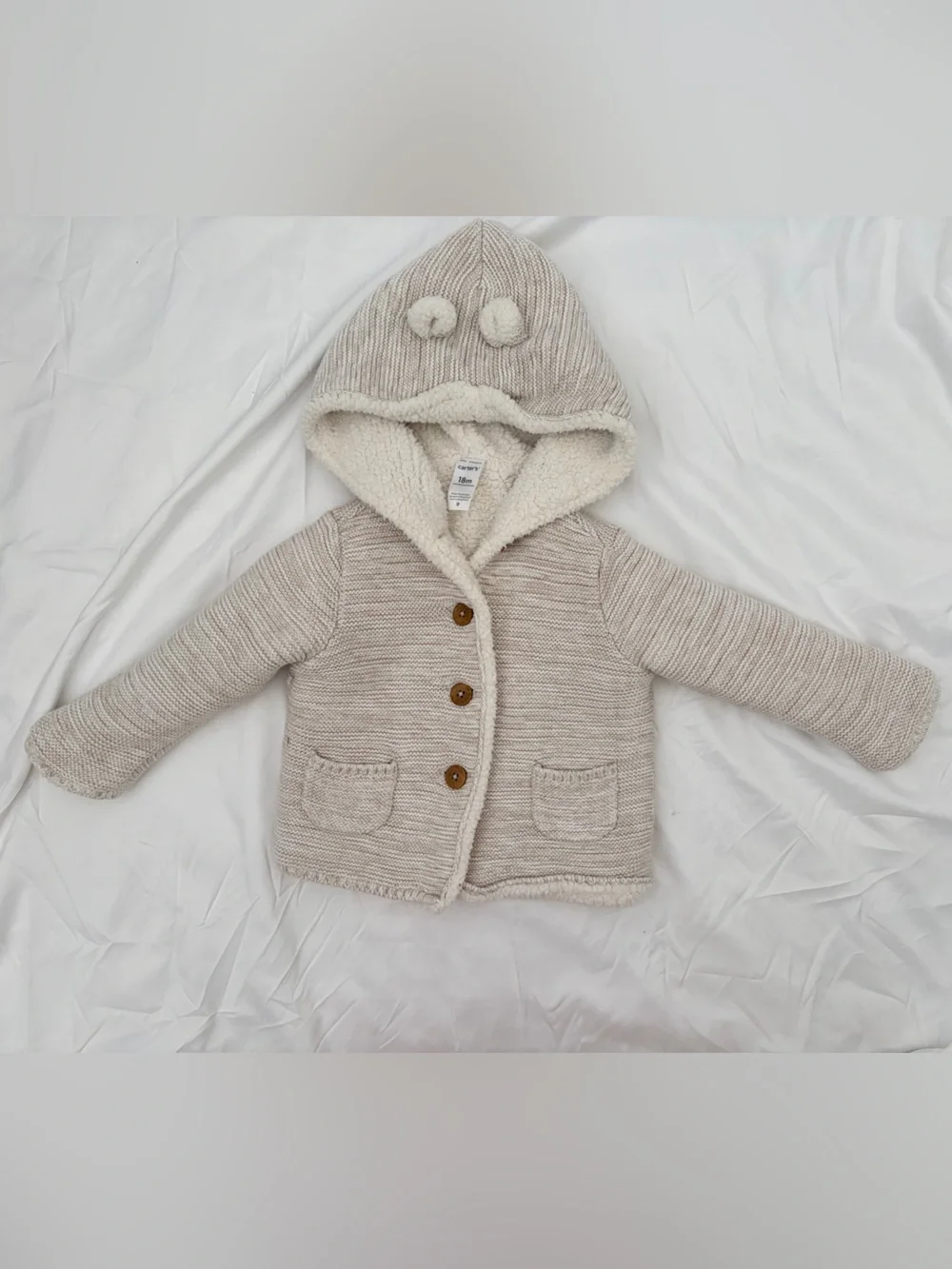 Carter's Cream Sherpa-Lined Knit Sweater